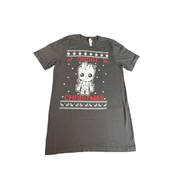 Marvel Groot Christmas Shirt Men’s S Gray Tee Guardians Ugly Sweater Style - Picture 2 of 7